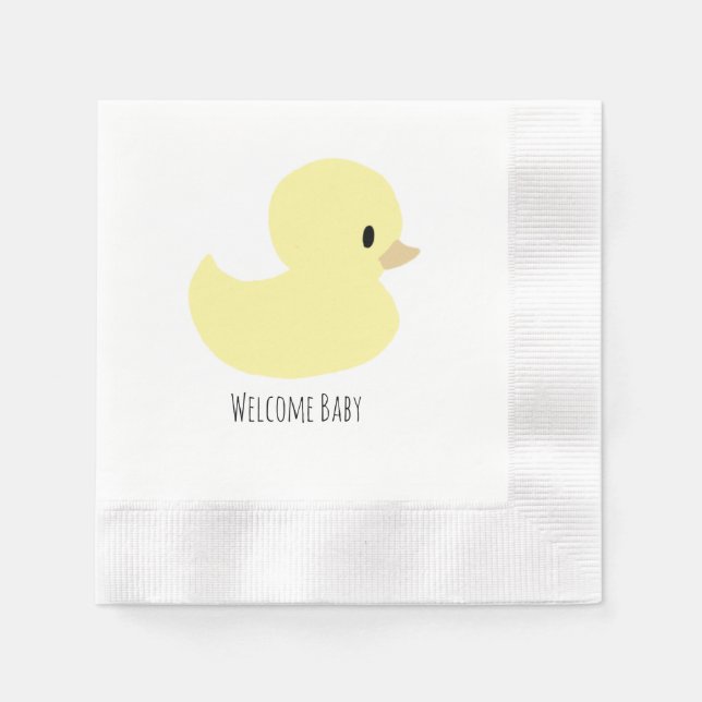 Cute Rubber Duck Personalized Baby Shower Custom Pappersservett (Framsidan)