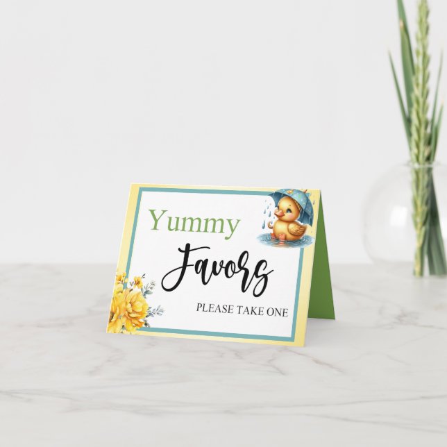 Cute Rubber Duck Yummy Favors Table Card Kort (Framsida)