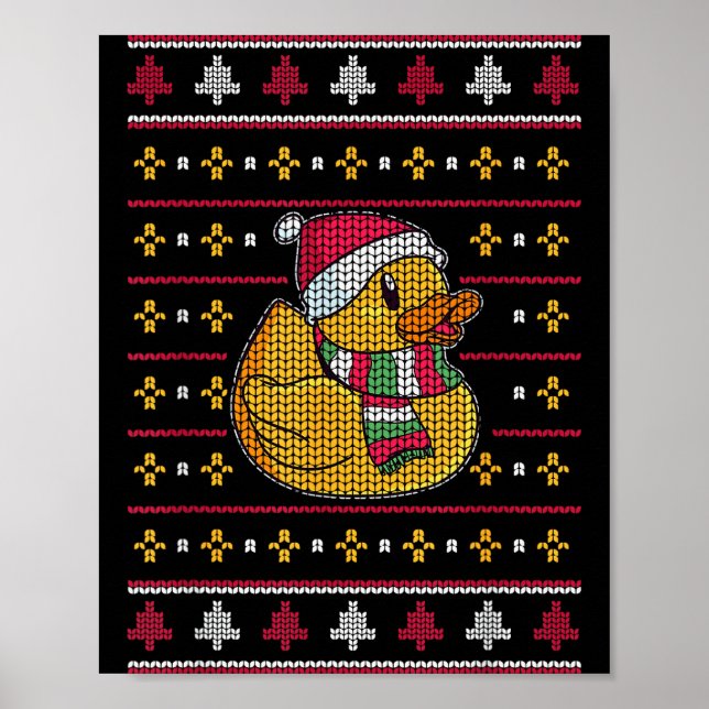 Cute Rubber Duckie Duck Christmas Santa Clause  Poster (Framsidan)