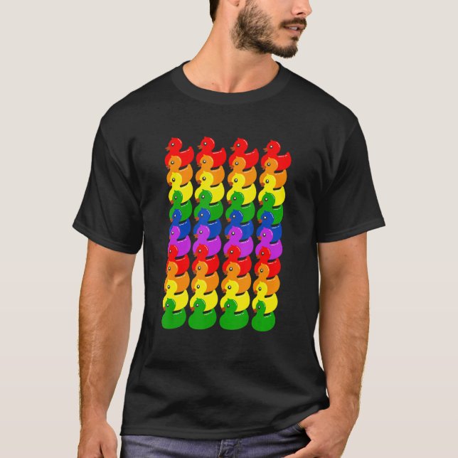 Cute Rubber Ducks Ducklings   LGBTQ Gay Lesbian Pr T Shirt (Framsida)