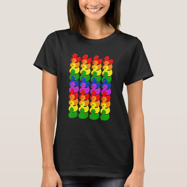 Cute Rubber Ducks Ducklings   LGBTQ Gay Lesbian Pr T Shirt (Framsida)