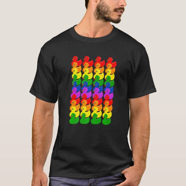 Cute Rubber Ducks Ducklings  LGBTQ Gay Lesbian Pri T Shirt (Framsida)