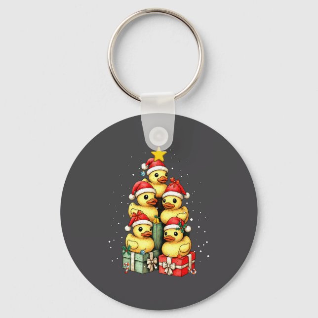 Cute Rubber Ducks Le Duckie Christmas Tree Xmas Ha Nyckelring (Framsida)