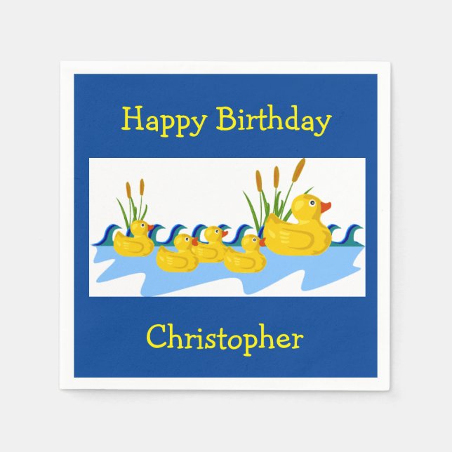 Cute Rubber Ducky Anka Animal Boy Birthday Pappersservett (Framsidan)