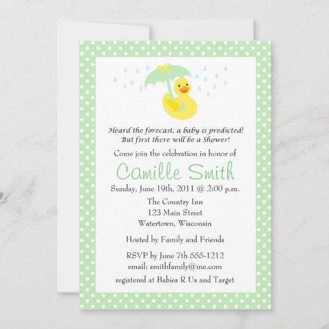 Cute Rubber Ducky Baby Shower-inbjudan Inbjudningar (Framsida)