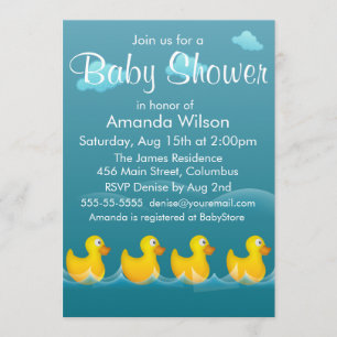 Cute Rubber Ducky Baby Shower Inbjudningar
