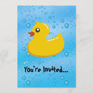 Cute Rubber Ducky/Blue Bubbles Inbjudningar