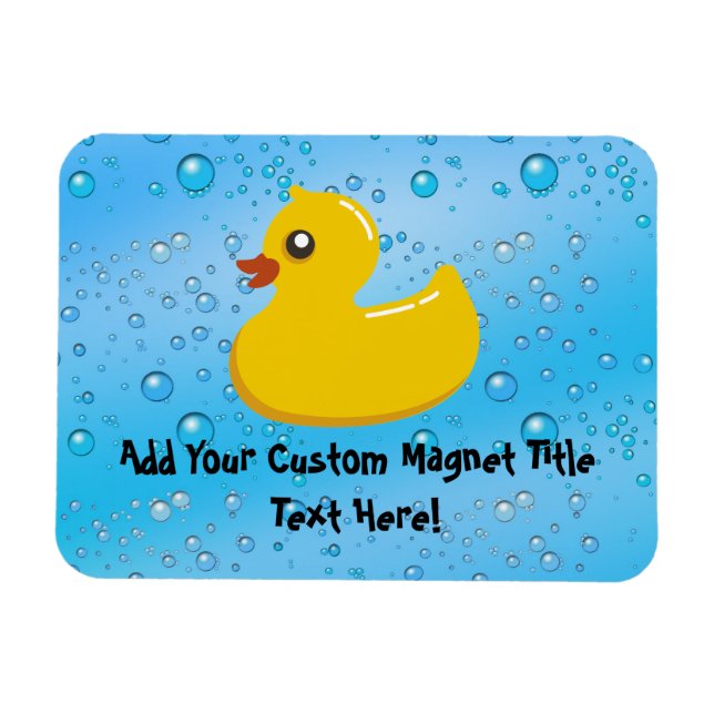 Cute Rubber Ducky/Blue Bubbles Magnet (Horisontell)