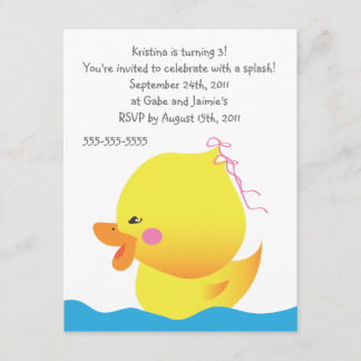 Cute Rubber Ducky Flickfödelsedagsinbjudan Inbjudningar