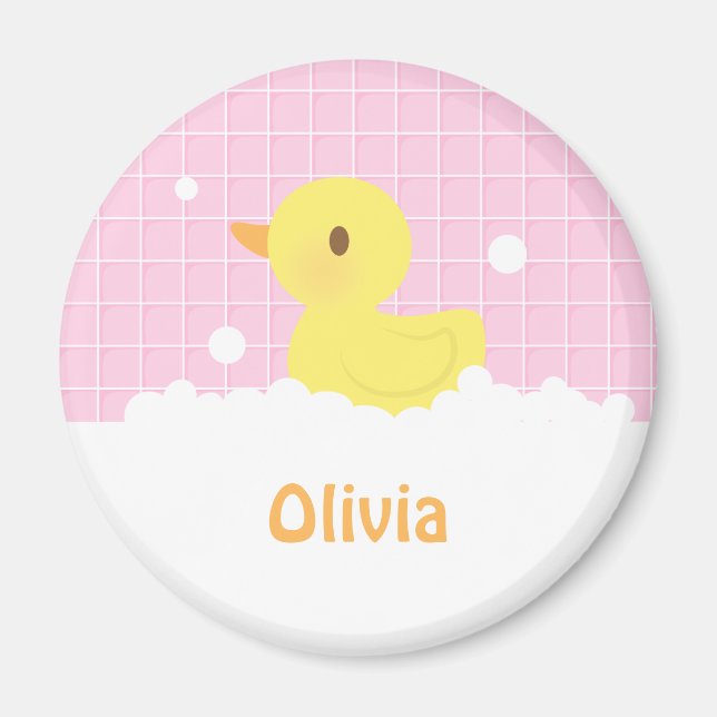 Cute Rubber Ducky i Shower Girls Magnet (Framsidan)