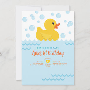 Cute Rubber Ducky Kids 1:a födelsedagen Party Inbjudningar