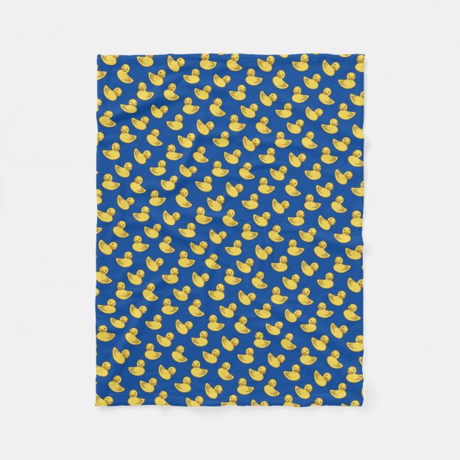 Cute Rubber Ducky Mönster Royal Blue Fleecefilt (Framsidan)