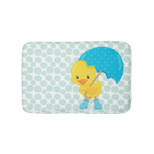 Cute Rubber Ducky på Blue Polka dots Badrumsmatta