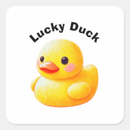 Cute Rubber Ducky with Customizable Text Fyrkantigt Klistermärke