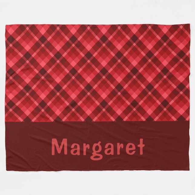 Cute Ruby Red Play Monogram Large Fleece Blanket (Framsidan (Horisontell))