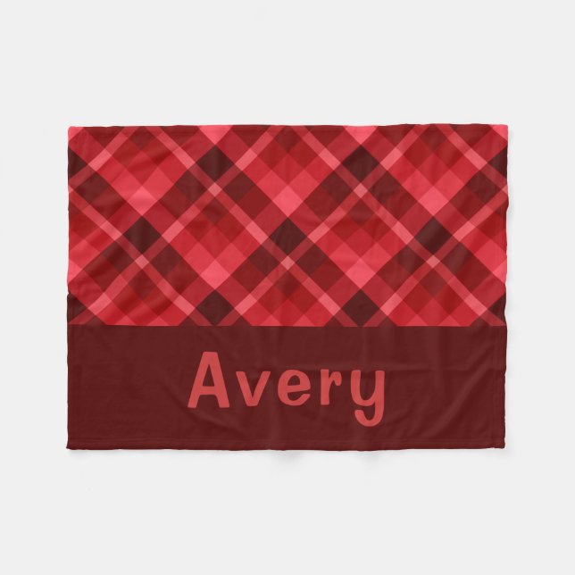 Cute Ruby Red Play Monogram Small Fleece Blanket (Framsidan (Horisontell))