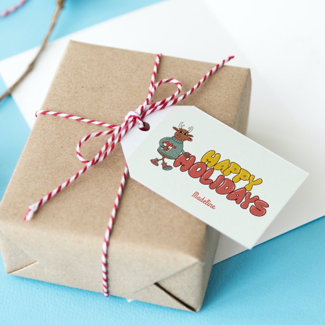 Cute rudolf jul helgdag presentetikett (Skapare uppladdad)
