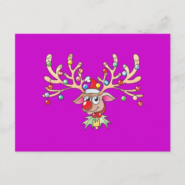 Cute Rudolf Reindeer med julen Ljus Inbjudan (Framsida)