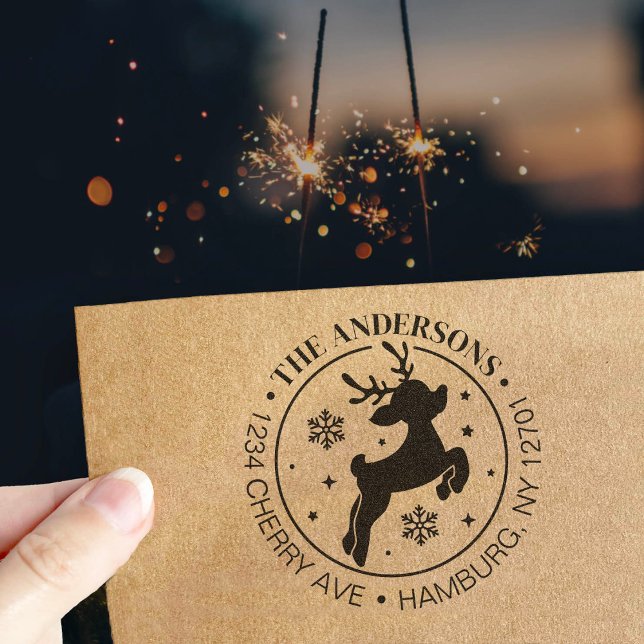 Cute Rudolph, Red Nlied Reindeer-julen Självfärgande Stämpel (Skapare uppladdad)