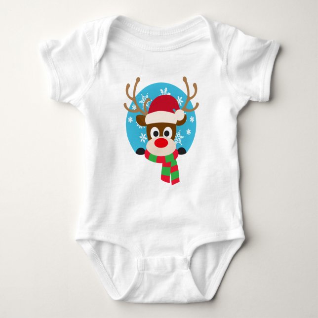 Cute Rudolph, Red Nose Reindeer | Baby Bodykostym T Shirt (Framsida)