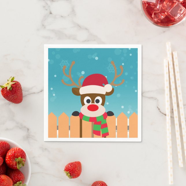 Cute Rudolph, Red Nose Reindeer | Napkin Pappersservett (Insitu)