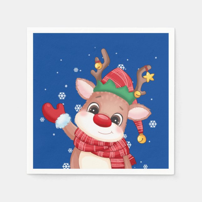 Cute Rudolph, Red Nose Reindeer Pappersservett (Framsidan)