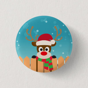 Cute Rudolph, Red Nose Reindeer   PIN-knapp Knapp