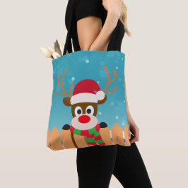 Cute Rudolph, Red Nose Reindeer | Tote Bag Tygkasse