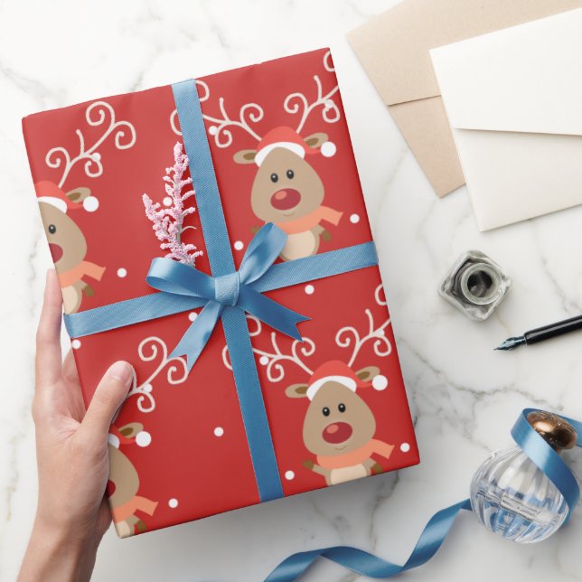 Cute Rudolph, tecknaden med rödnäsa Presentpapper (Gifting)