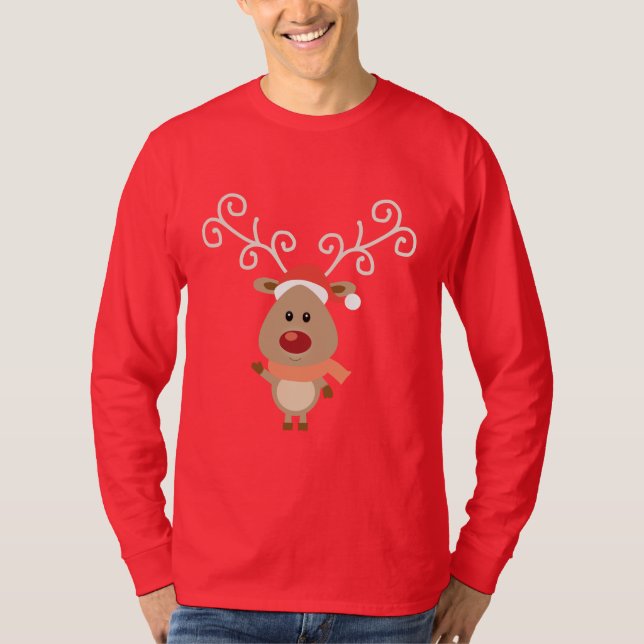 Cute Rudolph, tecknaden med rödnäsa T-shirt (Framsida)