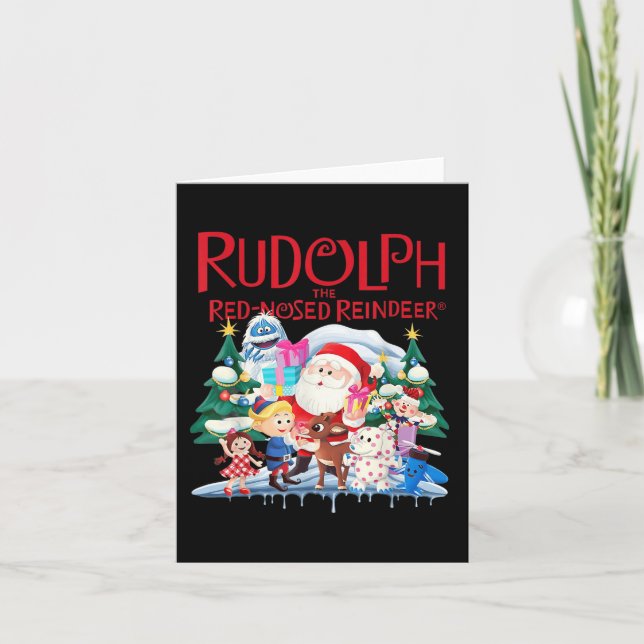 Cute Rudolph The Red Nlied Reindeer jultal Kort (Framsida)