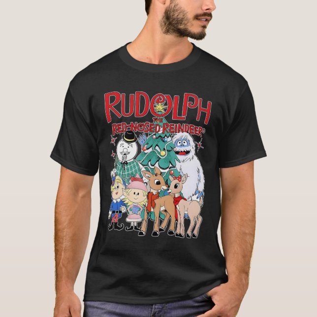 Cute Rudolph The Red Nosed Reindeer Christmas Spec T Shirt (Framsida)