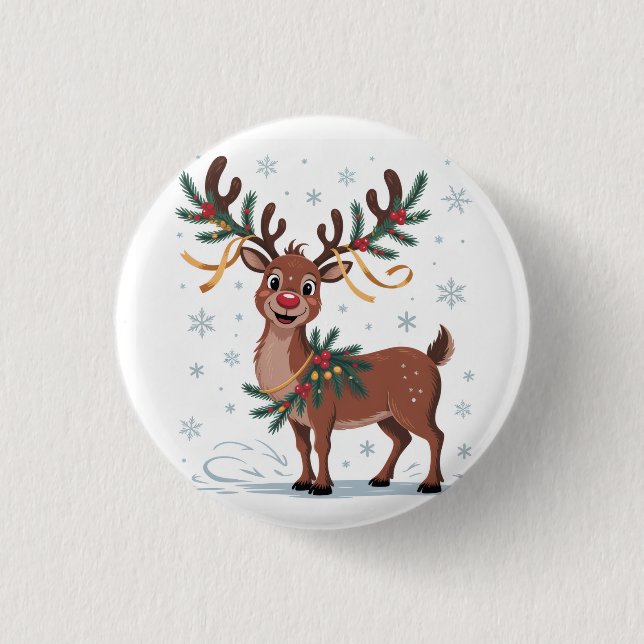 Cute Rudolph with Gold Accents Knapp (Framsida)
