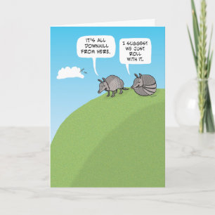 Cute rullar bara med det armadillos-födelsedag kort