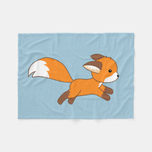 Cute Runfox på Blue Fleecefilt