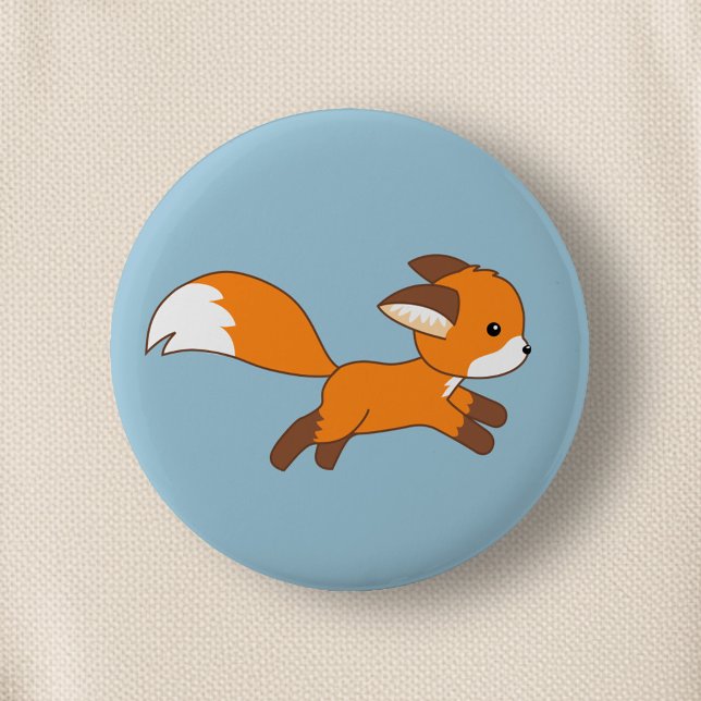 Cute Runfox på Blue Knapp (Skapare uppladdad)