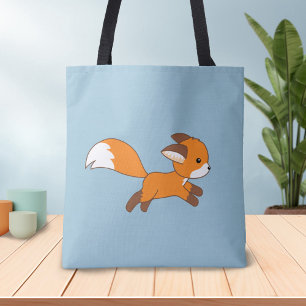 Cute Runfox på Blue Tygkasse