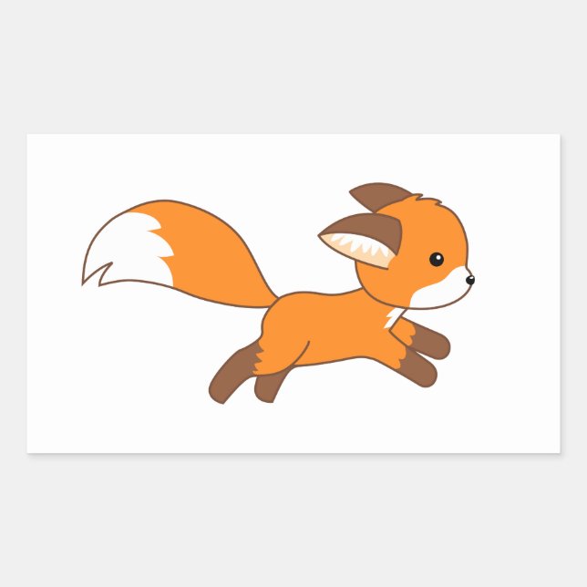 Cute Runfox Rektangulärt Klistermärke (Framsida)