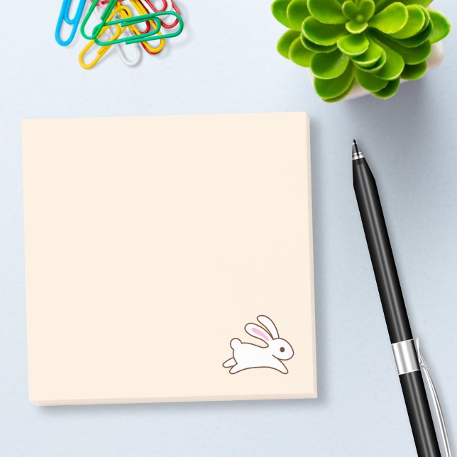 Cute Running Bunny Rabbit Beige Post-it Block (Skapare uppladdad)