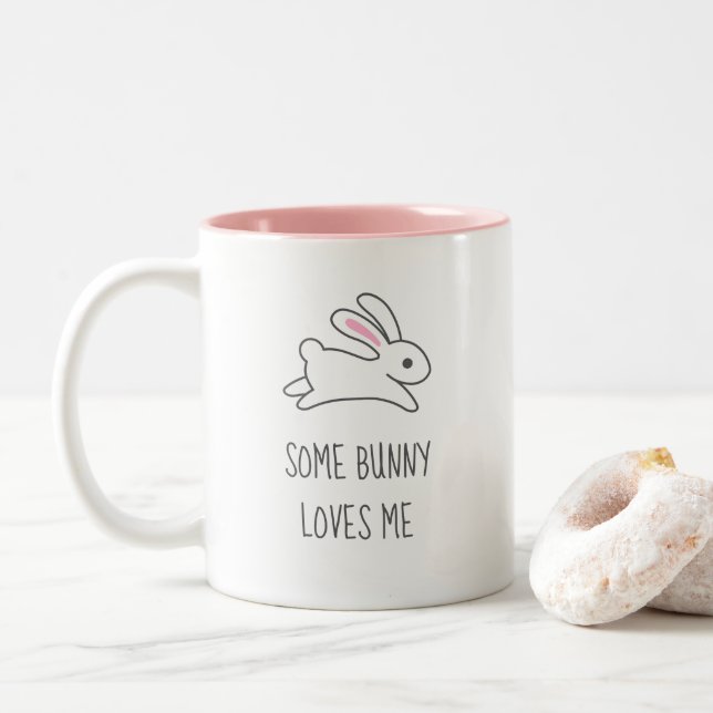 Cute Running Bunny Rabbit Quote Två-Tonad Mugg (Med munk)