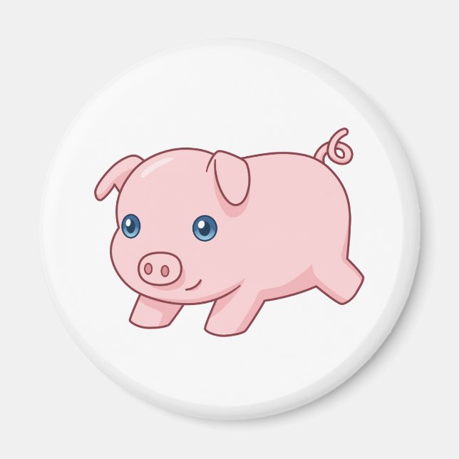 Cute Running Piglet Pig Magnet (Framsidan)