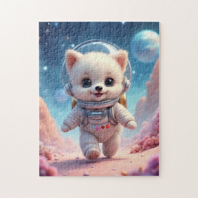 Cute Running Puppy Astronaut Jigsaw Puzzle Pussel (Vertikal)