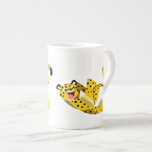 Cute Running Tecknad Cheetah Benporslin Mugg