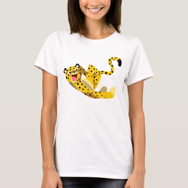 Cute Running Tecknad Cheetah Women T-Shirt (Framsida)