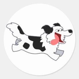 Cute Running Tecknad Collie Sticker Runt Klistermärke