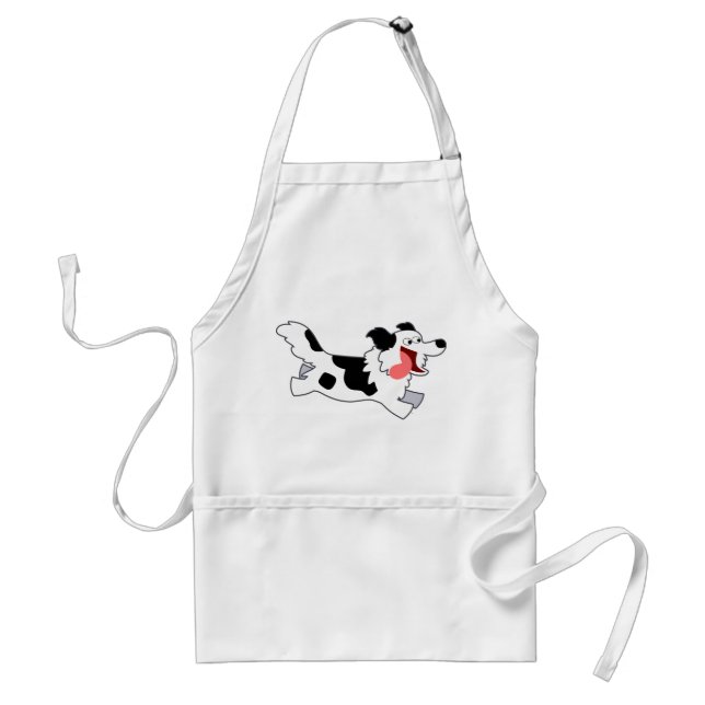Cute Running Tecknad Gräns Collie Apron Förkläde (Framsidan)