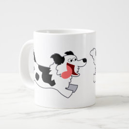 Cute Running Tecknad Gräns Collie Jumbo Mugg