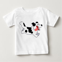 Cute Running Tecknad Gräns Collie Kids T-Shirt