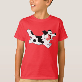 Cute Running Tecknad Gräns Collie Kids T-Shirt