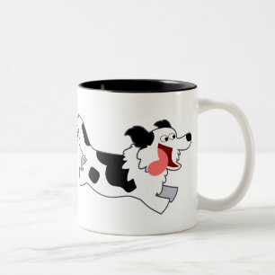 Cute Running Tecknad Gräns Collie Mugg